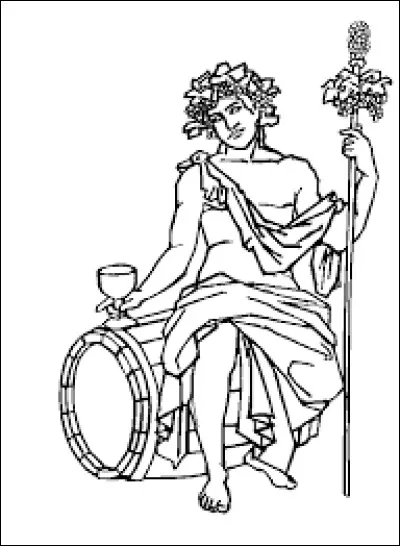 Quel dieu est souvent représenté avec un thyrse (bâton orné de lierre et de vigne) ?