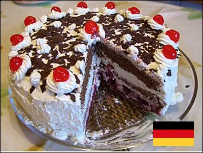 De quel pays est originaire la forêt-noire une pâtisserie au chocolat imbibée de kirsch avec de la crème chantilly et des cerises ?