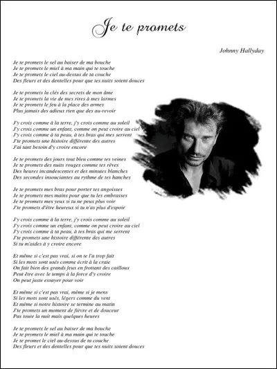 Quel grand artiste a écrit et composé la chanson "Je te promets" pour Johnny Halliday ?