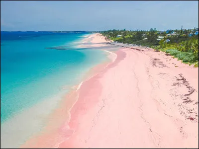 Quelle plage est célèbre pour son sable rose ?