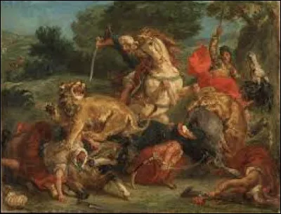 On débute ce quiz en cherchant un romantique. De ces trois artistes, lequel a réalisé, entre 1854 et 1855, cette toile intitulée ''La Chasse aux lions'' ?
