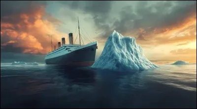 Combien de secondes plus tard le navire vire-t-il mais heurte l'iceberg par tribord ?