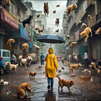 Qu'est-ce que ce procédé ? "It's raining cats and dogs --> Il pleut des cordes"