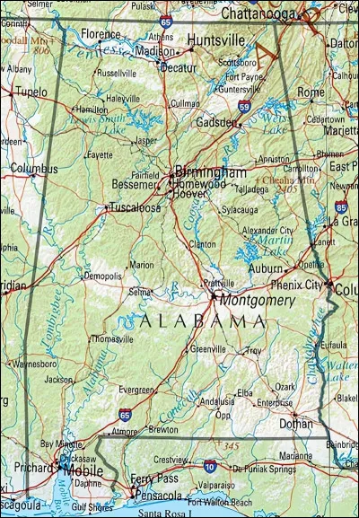 Quel est le nom de cette commune, capitale de l'État d'Alabama aux États-Unis ?