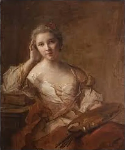 Au XVIIIe siècle, quel rococo a réalisé cette toile nommée ''Portrait de jeune femme en allégorie de la Peinture'' ?