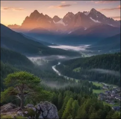 Ce paysage nous fait voyager entre montagnes et forêts.
