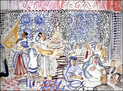 À qui doit-on cette aquarelle, en souvenir du "Couscous chez le pacha de Marrakech ?