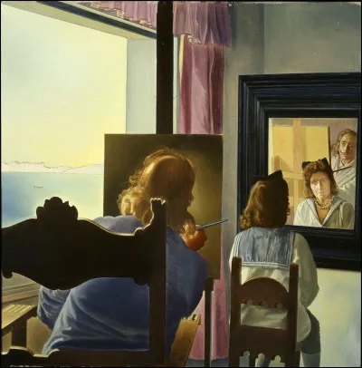 À quel peintre dont on voit le reflet dans le miroir, appartient la toile nommée "Gala de dos" ?