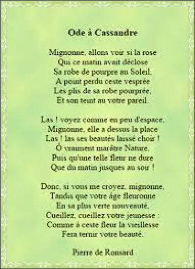 Ces ... de Ronsard sont célèbres