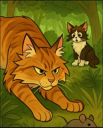 Tu es enfin un apprenti. Étoile du Pic-Vert, ton chef, te choisis Pétale de Coquelicot, une grande chasseuse comme mentor. Elle t'emmène illico te montrer ses grandes techniques de chasse.