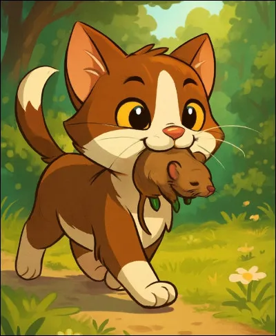 Tu as attrapé ta première prise ! C'est un campagnol. Tu le rapportes au camp et tout le monde te félicite.