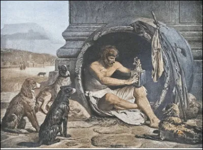 Quel est le nom du philosophe grec à l'existence errante et austère, vivant seul dans un tonneau ?