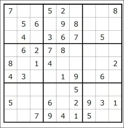 Quel est le nom du jeu logique japonais qui consiste à compléter une grille de 9x9 cases avec des chiffres de 1 à 9 ?