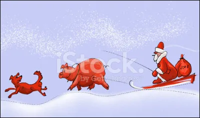 Sur l'image, quelle activité est associée au Père Noël ?