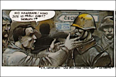 1968, le "Printemps de Prague" > Alexander Dubček et ses partisans pr&ocirc;nent un changement qui, m&ecirc;me "communiste", r&eacute;clame plus de libert&eacute;, de d&eacute;mocratie et d'autogestion : c'est la naissance du "...[ Quoi donc ?]..."