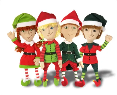 Qui sont les acolytes miniatures de couleur verte qui accompagnent le père Noël ?