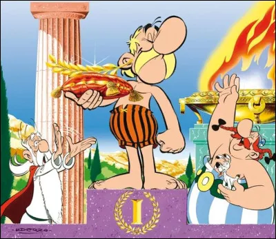 Dans quel pays, Ast&eacute;rix remporte-t-il cette branche de l'olivier sacr&eacute; ?