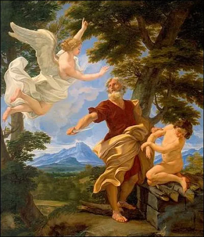 Dans la Gen&egrave;se (22, 12), un ange arr&ecirc;te le bras d'Abraham qui voulait sacrifier son fils...