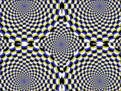 Fixez le point bleu du milieu ! Que se passe-t-il ?