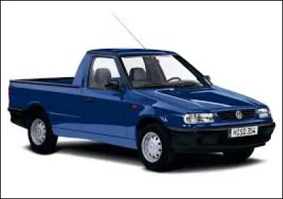 Cette voiture bleue est la version pick-up de la / du Volkswagen