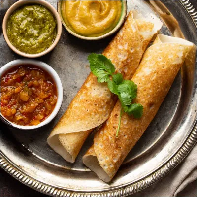 Voyageons un peu ! Quel est le nom de ces cr&ecirc;pes indiennes r&eacute;alis&eacute;es &agrave; base de riz et de soja noir ?