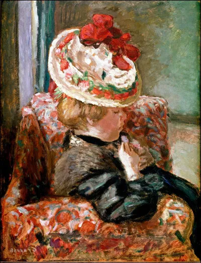 Qui a peint cette femme assise sur un canap&eacute; fleuri ?