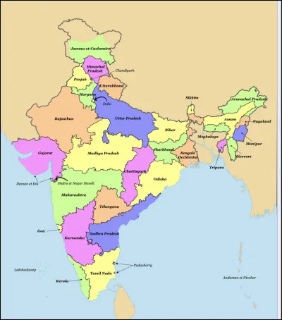 Quel &Eacute;tat de l'Inde n'est pas limitrophe de celui du Rajasthan ?