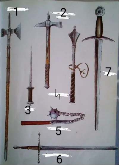 Comment s'appelle l'arme d&eacute;sign&eacute;e par la fl&egrave;che 5 ?