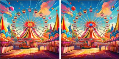 Le soleil au centre de la roue est bleu, &agrave; gauche.