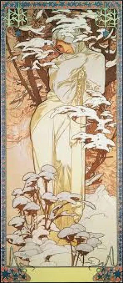 Quel artiste est l'auteur de "l'hiver", r&eacute;alis&eacute; en 1896 dans sa s&eacute;rie "saisons" ?
