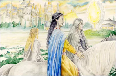 Avec quels deux autres Elfes Elw&euml; est-il choisi comme ambassadeur pour se rendre en Aman ?