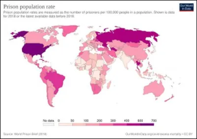 Quel est le pays o&ugrave; le nombre de d&eacute;tenus est proportionnellement le plus faible ?