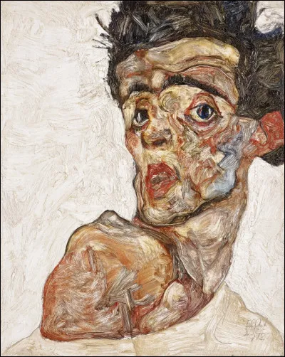 Quel peintre autrichien est l'auteur de ce tableau intitul&eacute; ''Autoportrait &agrave; l'&eacute;paule nue lev&eacute;e'' ?