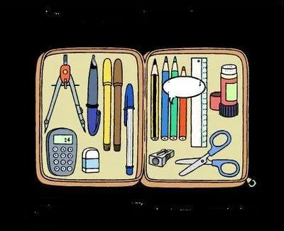 Dans la trousse il y a des crayons de couleur.