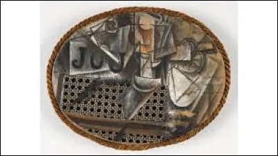 Toile cubiste, ''Nature morte &agrave; la chaise cann&eacute;e'' est une �uvre r&eacute;alis&eacute;e, en 1912, par l'artiste...