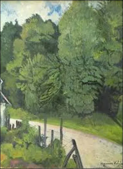 Quel peintre a r&eacute;alis&eacute; cette toile nomm&eacute;e ''Route dans la for&ecirc;t'' ?