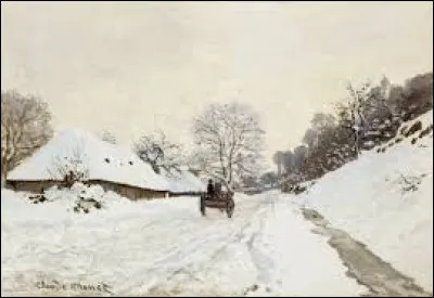 Peinte vers 1867, ''La Charrette, route sous la neige &agrave; Honfleur'' est l'�uvre de l'impressionniste...