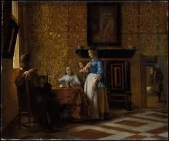 Lequel de ces trois baroques a, en 1664, r&eacute;alis&eacute; cette sc&egrave;ne de genre intitul&eacute;e ''Joyeuse compagnie dans un int&eacute;rieur'' ?