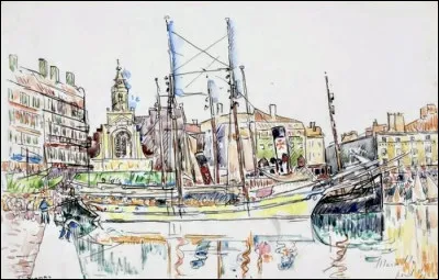 De qui est cette aquarelle avec ''Le Vieux Port de Marseille'' ?