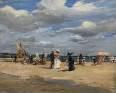 Peinte vers 1900, ''Le Pouliguen, la plage'' est l'�uvre de l'impressionniste...