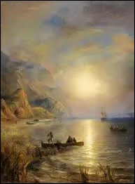 Parmi ces trois peintres de marines, lequel a r&eacute;alis&eacute; cette toile nomm&eacute;e ''Un soleil levant sur l'&icirc;le Bourbon'', en 1868 ?