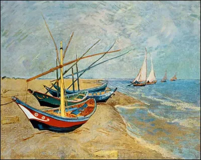 Quel peintre n&eacute;erlandais est l'auteur de ce tableau intitul&eacute; "Barques de p&ecirc;ches aux Saintes-Maries'' ?