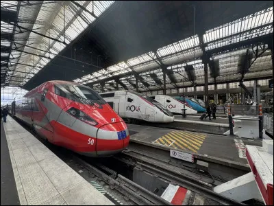 Tu observes passer les trains (TGV INOUI, OUIGO, TER), en gare de Montparnasse. Dans quel sens va la fum&eacute;e ? Et bon voyage !