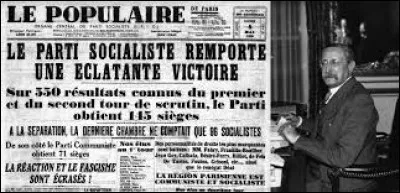 Ce 3 mai, le deuxi&egrave;me tour des &eacute;lections l&eacute;gislatives fran&ccedil;aises voit la victoire du Front Populaire avec 386 d&eacute;put&eacute;s &eacute;lus sur 610 : c'&eacute;tait en ...