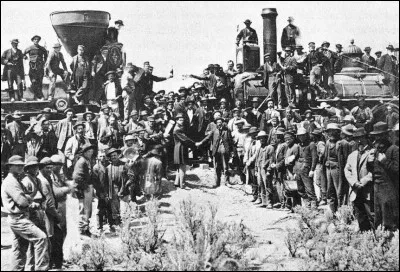 Ce 10 mai aux Etats-Unis, la ligne de chemin de fer transcontinentale reliant Omaha (dans le centre du pays) &agrave; Sacramento en Californie, est achev&eacute;e avec la jonction des chantiers &agrave; Promontory Summit dans l'Utah : c'&eacute;tait en ...