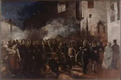 On d&eacute;bute avec la toile r&eacute;aliste intitul&eacute;e ''Pompiers courant &agrave; un incendie''. Quel artiste a peint cette &oelig;uvre ?