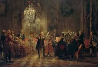 On reste un instant dans la peinture r&eacute;aliste. Quel peintre allemand a r&eacute;alis&eacute; ce tableau nomm&eacute; ''Concert de fl&ucirc;te de Fr&eacute;d&eacute;ric le Grand &agrave; Sanssouci'', &eacute;galement appel&eacute; ''Le Concert de fl&ucirc;te'' ?