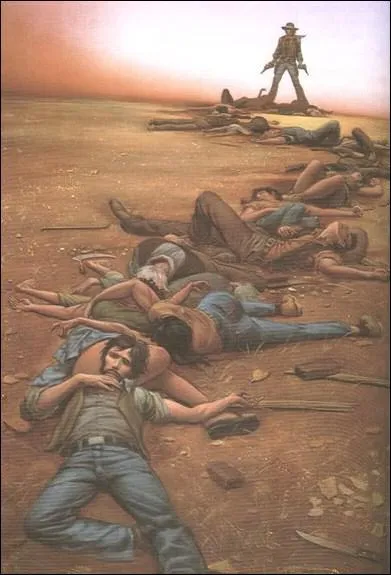 En quoi consiste le piège des habitants de la ville, au cours duquel le pistolero a failli mourir ?