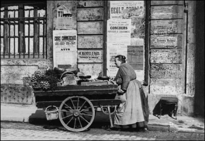 Quel est le nom de la marchande ambulante qui vendait des l&eacute;gumes et des fruits dans les rues en les transportant sur des voitures &agrave; bras ?