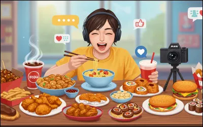 Quel type d'aliments appara&icirc;t fr&eacute;quemment dans les mukbangs ?